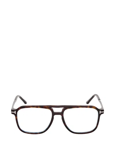 Tom Ford Navigator Square-frame Glasses In 브라운