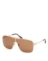 Tom Ford Navigator Sunglasses, 69mm In Gold/brown