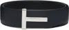 Tom Ford Navy & Black Reversible T Icon Belt