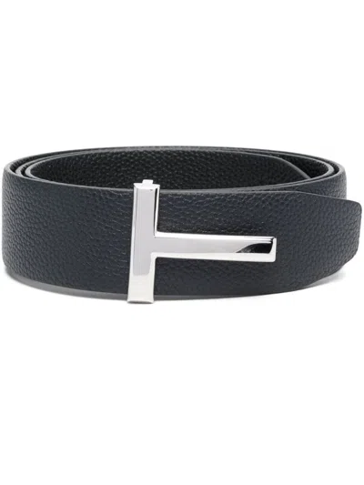 Tom Ford Navy Blue Cintura Reversibile Belt