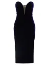 Tom Ford Strapless Plunge Neck Stretch Velvet Cocktail Dress In Black