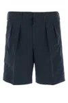 Tom Ford Navy Blue Cotton Blend Bermuda Shorts In Navy