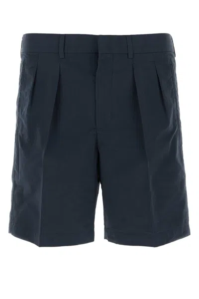 TOM FORD NAVY BLUE COTTON BLEND BERMUDA SHORTS
