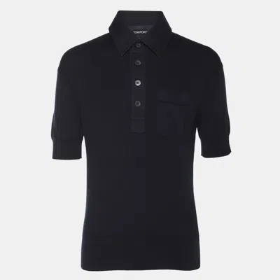Pre-owned Tom Ford Navy Blue Cotton Knit Polo T-shirt L