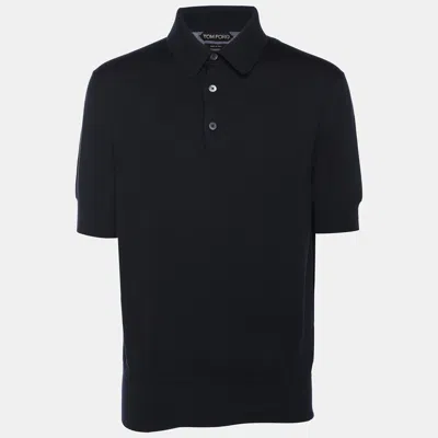 Pre-owned Tom Ford Navy Blue Cotton Knit Polo T-shirt L