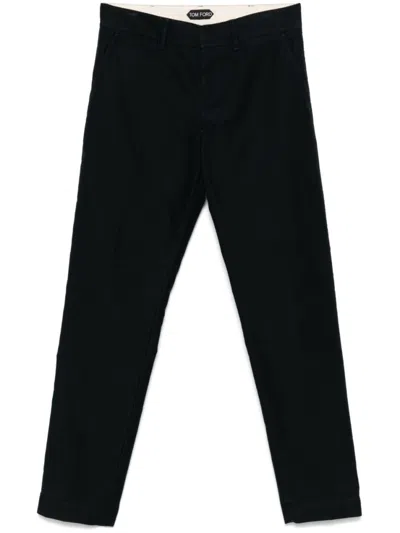 Tom Ford Navy Blue Cotton Trousers