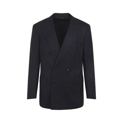 TOM FORD NAVY BLUE DOUBLE-BREASTED BLAZER