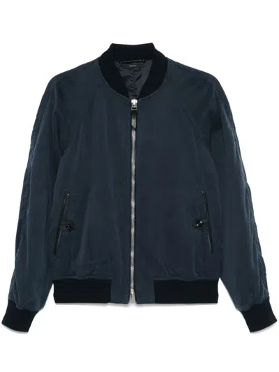 Tom Ford Navy Blue Gabardine Bomber Jacket