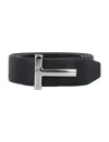 Tom Ford Reversible Grain Leather T Belt For Men In Dual Shades In Navy Blue
