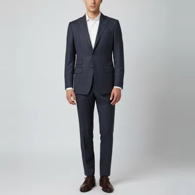 Pre-owned Tom Ford Navy Blue Plaid Wool Tailored Suit M