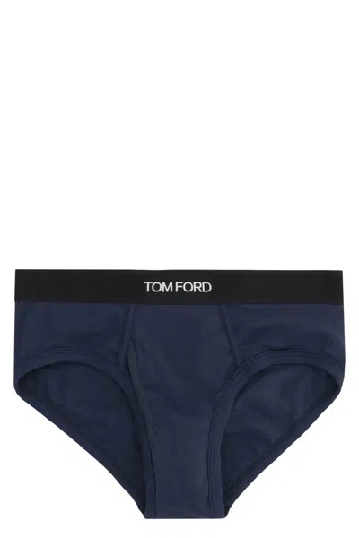 Tom Ford Navy Blue Stretch Cotton Slip