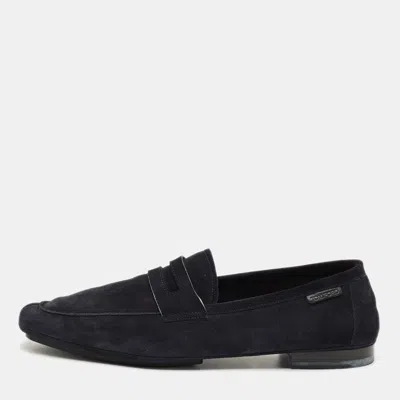 Pre-owned Tom Ford Navy Blue Suede Slip On Loafers Size 44