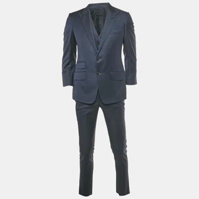 Pre-owned Tom Ford Navy Blue Wool 3 Piece Suit Set S