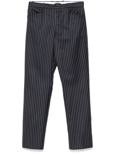 TOM FORD NAVY BLUE WOOL STRIPED TROUSERS