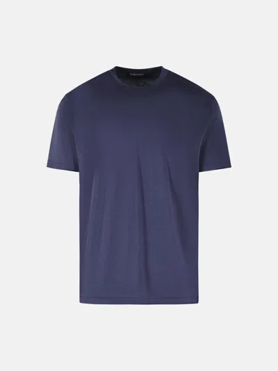 Tom Ford Navy Cotton Blend T-shirt In Blue