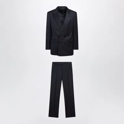 Tom Ford Navy Doublebreasted Wool Suit In Blue