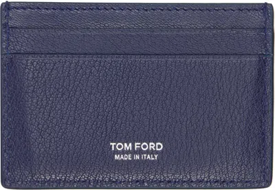 Tom Ford Navy Elongated T Line Card Holder In Purple