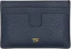 Tom Ford Navy Grain Leather Card Holder In Blue