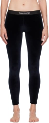 Tom Ford Blue Leggins With Logo On The Waist In Tech Fabric Woman In Black