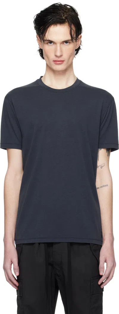 Tom Ford Blue Crew Neck T-shirt With Embroidered Logo