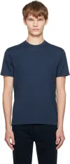 Tom Ford Navy Lyocell Cotton Crewneck T-shirt In Blue