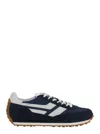 Tom Ford Navy Suede And Mesh Sneakers With Contrast Stripes In Blue