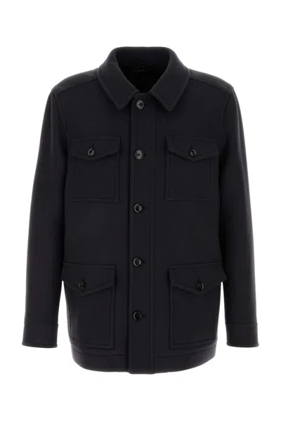 Tom Ford Navy Virgin Wool Jacket In Black