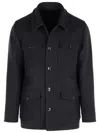 Tom Ford Wool Jacket With Flap Pockets And Long Sleeves In Blue