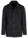 Tom Ford Wool Jacket With Flap Pockets And Long Sleeves In Blue