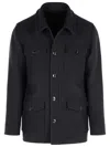 Tom Ford Wool Jacket With Flap Pockets And Long Sleeves In Blue
