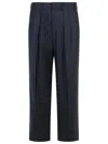 Tom Ford Wool Trousers With Pleated Front And Pinstripe Pattern In Black