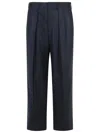 Tom Ford Wool Trousers With Pleated Front And Pinstripe Pattern In Blue