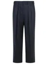 Tom Ford Wool Trousers With Pleated Front And Pinstripe Pattern In Blue