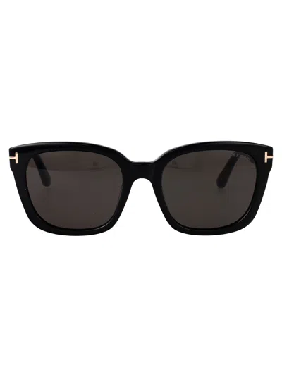 Tom Ford Nero Lucido Acetate Sunglasses In Nero Lucido / Fumo