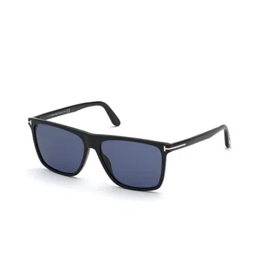 Tom Ford Nero Lucido Acetate Sunglasses In Glossy Black/blue