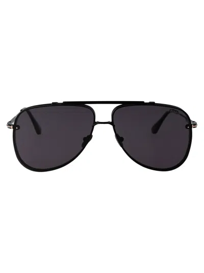 Tom Ford Nero Lucido / Fumo Metal Sunglasses In Black