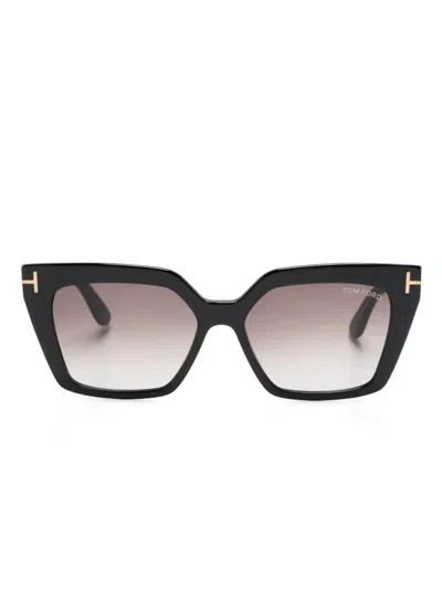 Tom Ford Nero Lucido / Viola Grad E/o Specchiato Acetate Sunglasses