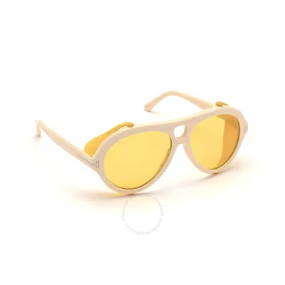 Tom Ford Neughman Amber Pilot Men's Sunglasses Ft0882 25e 60 In Yellow