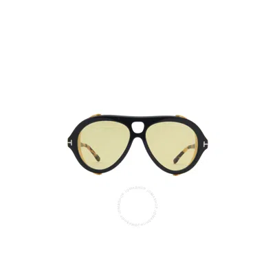 Tom Ford Neughman Amber Pilot Unisex Sunglasses Ft0882 01e 60 In Two Tone  / Amber / Black