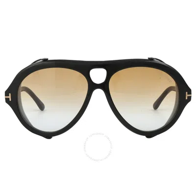 Tom Ford Neughman Amber Gradient Pilot Men's Sunglasses Ft0882 01b 60 In Demo Lens