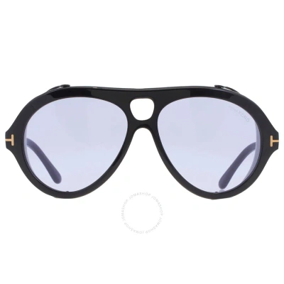 Tom Ford Neughman Violet Pilot Unisex Sunglasses Ft0882 01y 60 In Black / Violet