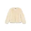 Tom Ford Curly Sheep Shearling Collarless Jacket In Neutral