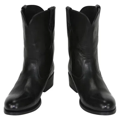 Pre-owned Tom Ford New  Men's Black Leather Western Cowboy Boots Size 8