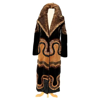Pre-owned Tom Ford New  Several Fur Combination Oversize Collar Multi Color Long Coat In Black