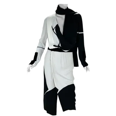 Pre-owned Tom Ford New  S/s 2017 Collection White Black Color-block Cocktail Dress 38 & 40