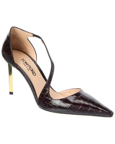 Tom Ford Newtown Croc-embossed Leather Pump In Black