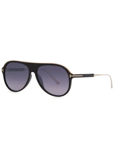 Tom Ford Nicholai Aviator-style Sunglasses In Black