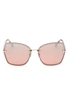 Tom Ford Nickie Metal Butterfly Sunglasses In Rose Gold Havana/pink