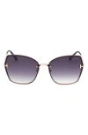 Tom Ford Nickie Metal Butterfly Sunglasses In Rose Gold/t Logo/smoke