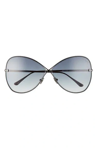 Tom Ford Nickie 66mm Gradient Oversize Butterfly Sunglasses In Blue